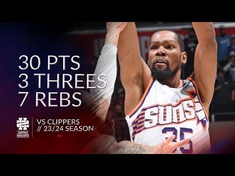 Kevin Durant 30 pts 3 threes 7 rebs vs Clippers 23/24 season