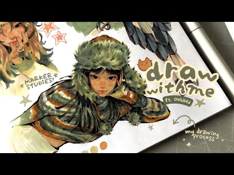 draw w/me ♡.ᐟ using alcohol markers & journal pens ɞ° ₊