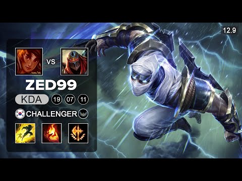 ZED99 Zed vs Taliyah Mid - KR Grandmaster - Patch 12.9 Season 12