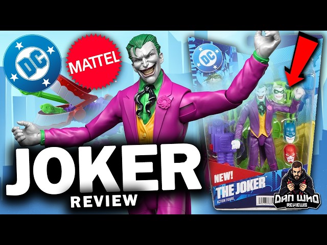 Vídeo relacionado con Mattel DC Premier Figura de acción del Joker de la Serie 1 de 16,5 cm, supervillano, 22 articulaciones y diseño detallado, Arma de Dientes castañeteantes, JMD97