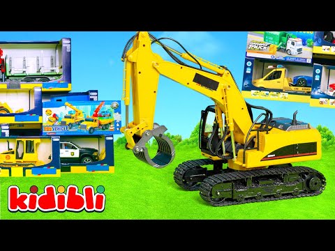 Oyuncak Beton Mikseri, Kamyon ve Vinç Şantiyede Çalışıyor! 🚧 Eğitici Araçlar Videosu | Kidibli