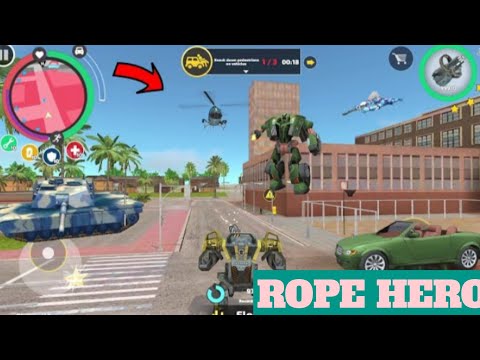 Rope Hero Vice Town (BD 100 GroundAssault Machine Fight Robot) Town PoliceCar Destroy - HD