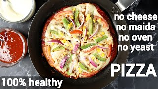 no cheese pizza recipe | pizza without cheese | no maida no oven no yeast pizza | white sauce pizza
