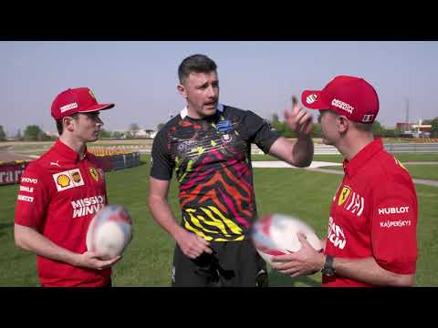 I piloti Ferrari Vettel e Leclerc a scuola di rugby dalle Zebre