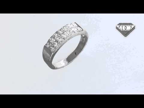Men's 1.74CT. Princess-Cut Diamond Wedding Band in 14K White Gold.