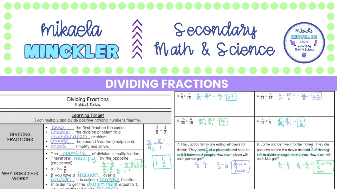 Dividing Fractions Guided Notes Lesson | 6th Grade Math