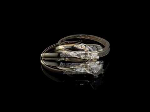 Diamond Engagement Ring and Wedding Band Set 10K Yellow Gold | MyJewelryBox