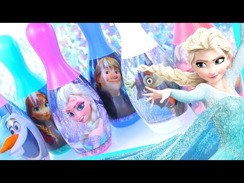 DISNEY FROZEN Bowling SET with Anna & Elsa Family Game Night Toys Unboxing