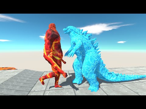 NEW TITAN BEAST LAVA VS TEAM MONSTER GODZILLA 2014 ICE DEATH RUN - Animal Revolt Battle Simulator