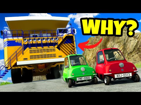 Testing TINY CARS vs The Massive BELAZ on a Mountain in BeamNG Drive Mods!