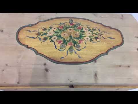 Antique Pine Dome Top Chest with Original Paintwork - Pinefinders Old Pine Furniture Warehouse