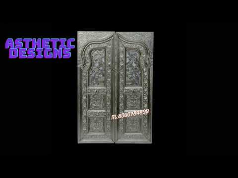 Polished silver metal door, for temple, thickness: 60 mm