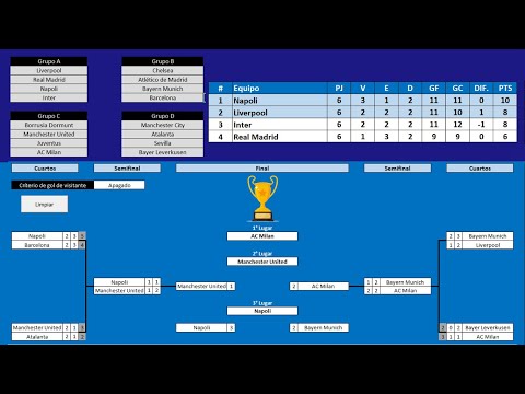 Torneo de Fútbol con Fase de Grupos | Plantilla en Excel | 16 Equipos | Descargable