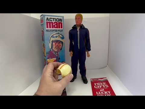 Vintage 1975 Action Man Helicopter Pilot Figure With Realistic Brown Hair And Gripping Hands