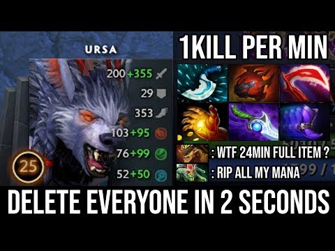 Crazy Burst Damage 1VsALL Raid Boss Ursa | 24Min Full ITEM Easy Delete Medusa & BB 21Kills DotA 2