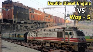 DOUBLE DIESEL Engine CONCOR Wap-5 Bhagalpur Garib Rath New Delhi INTERCITY Exp. High Speed Trains