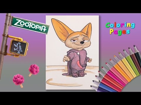 Coloring fennec from Zootopia. Coloring page for kids. How to draw a fennec cartoon. Video