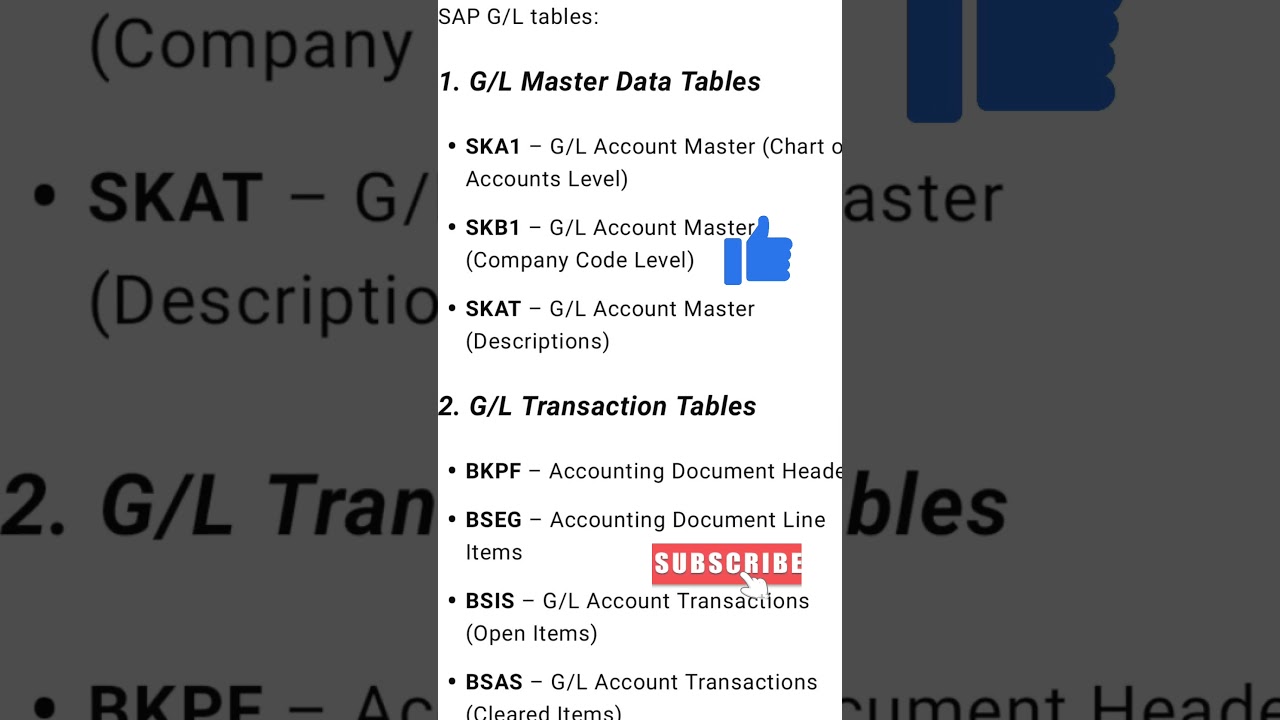 SAP FI GL TABLES #GL TABLES #SAP TABLES