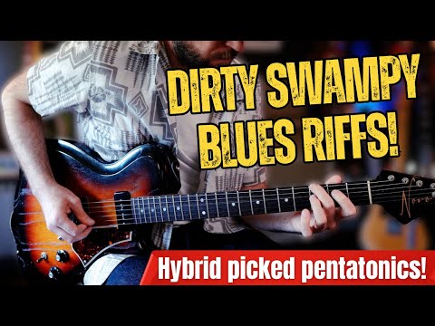 How to play Dirty Texas Blues Riffs! Pentatonics, Open Strings & Hybrid Picking. ZZ Top style lesson