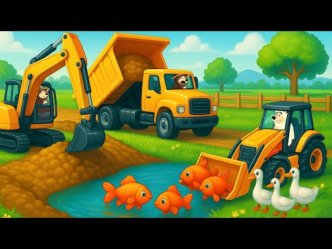 Farm Works: Digging Farm Ponds with Excavators for Fish & Duck Farming | Farm Vehicles