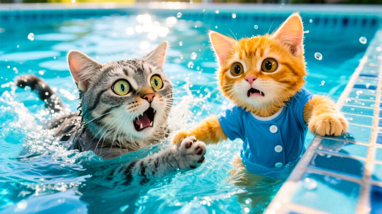 🐾 Ginger Kitten Rescues Drowning Cat! 😢💦