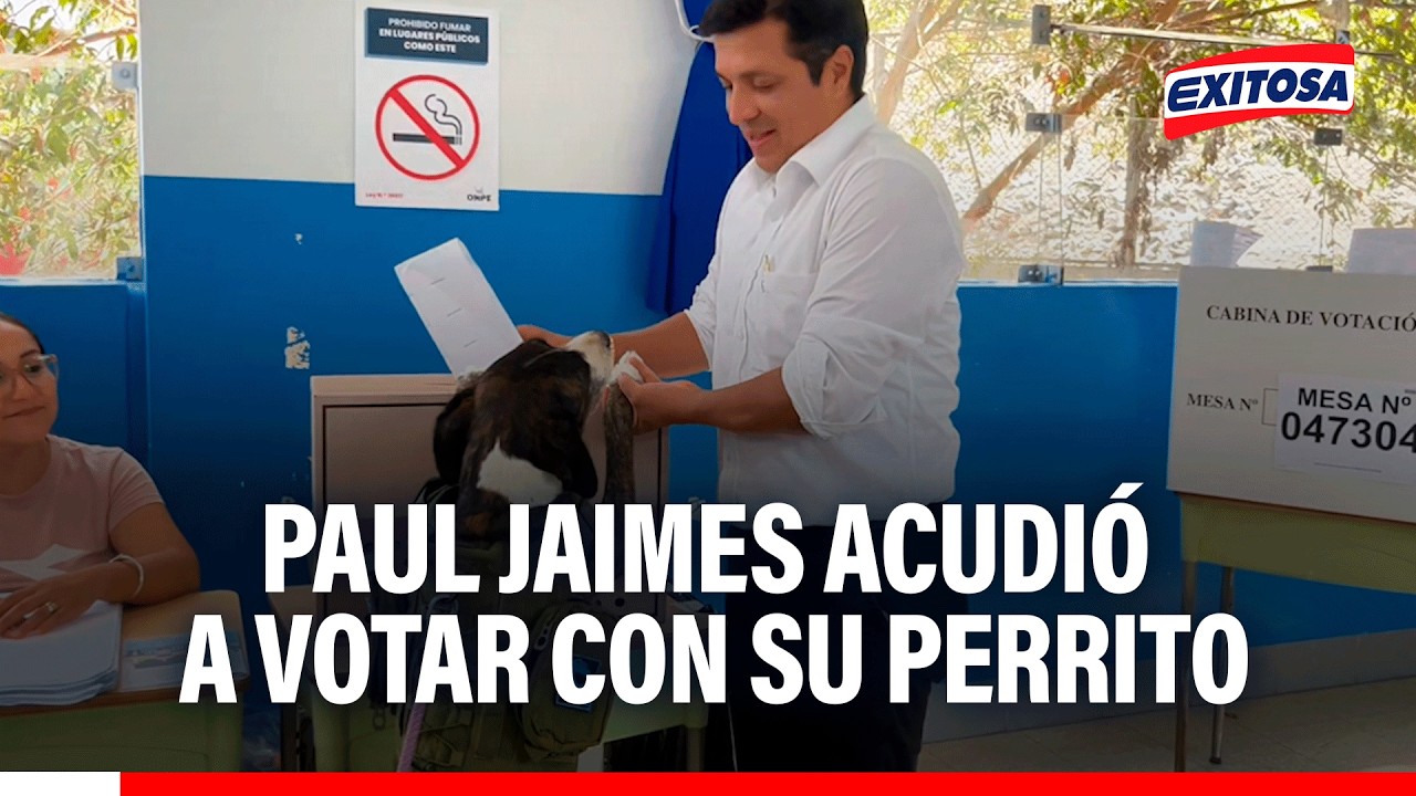 🔴🔵Candidato Paul Jaimes ejerció su voto en compañía de su perrito