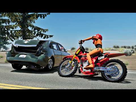 BeamNG Drive - Realistic Motorbike and Quad Crashes #6