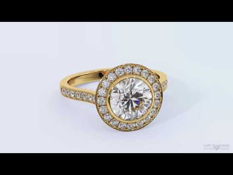 Tube Channel Setting Side Stone Yellow Gold Diamond Engagement Rings - Cape Diamonds