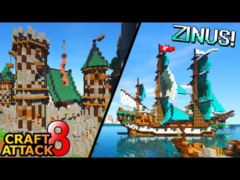 Zinus zeigt seine Burg & Hafen Base! Extrem viel gebaut! - Minecraft Craft Attack 8 #208