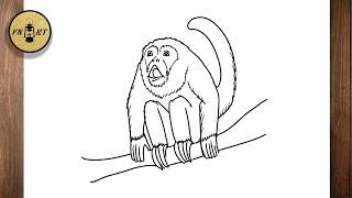 How to draw a howler monkey easy step by step