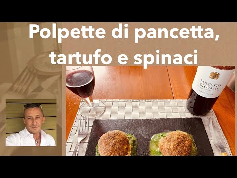 Come fare le Polpette alla pancetta aromatizzate al tartufo su spuma di spinaci e fondo al formaggio