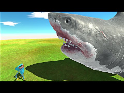 Giant Mutant Megalodon vs Huggy Wuggy & Other Units in Animal Revolt Battle Simulator