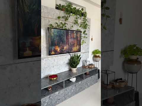 Living Room Tour 🌿 #tvunitdesigns #moneyplantdecoration  #tvunit #indoorplants #beautifulhomes