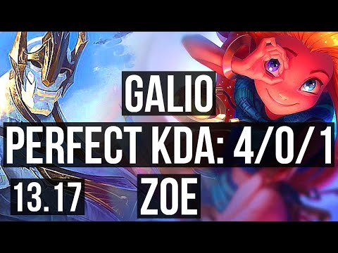 GALIO vs ZOE (MID) | 4/0/1, 500+ games | EUW Master | 13.17