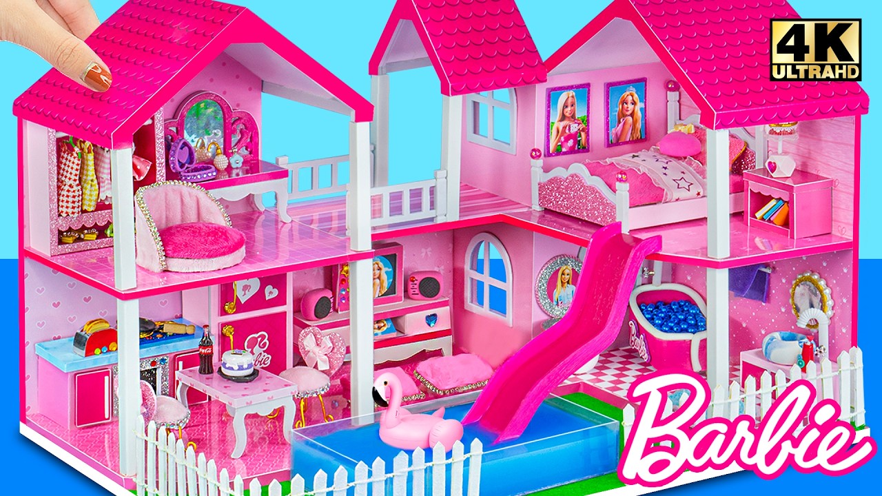 Build AMAZING Barbie Doll House with Princess Bedroom, Kitchen Playset, Pool ❤️ DIY Miniature House