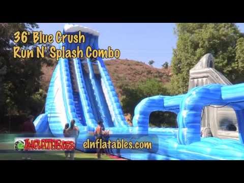 36 Foot 'Blue Crush Run 'N Splash' Inflatable Water Slide | eInflatables