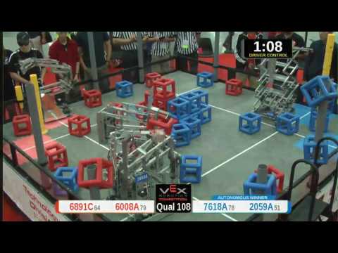 2015 VRC Tech Q108 - 6891C 6008A vs 7618A 2059A - 37 to 73 - VEX Worlds 2015 - Technology Division