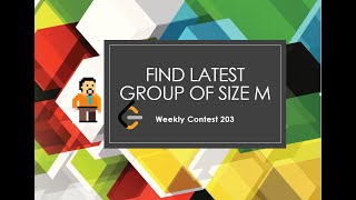 YouTube video 'Find Latest Group of Size M | LeetCode | Weekly Contest 203 | Prefix And Suffix Sum'
