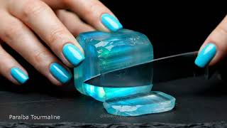 Cutting Crystal Mineral Cubes | Oddly Satisfying ASMR #asmr #relaxing #asmrsounds #cuttingfruit