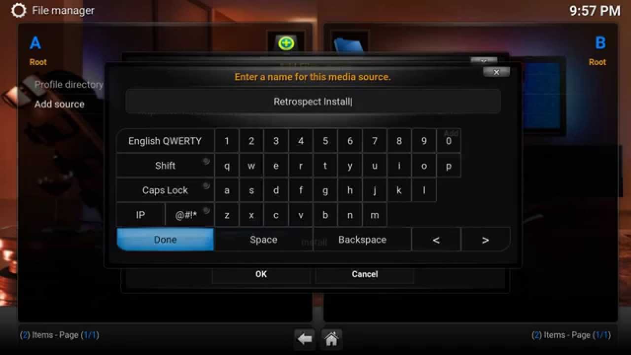 Retrospect - Install Repository using Kodi Only