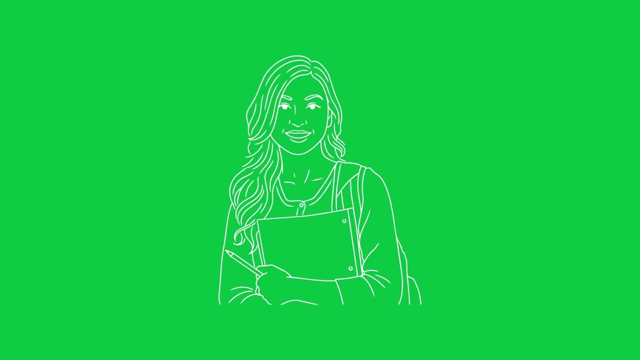 Business Finance Female Line Art Doodle | Professional Woman Illustration