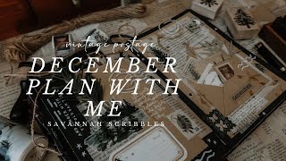 December 2024 Plan With Me ✉ I Vintage Postage Theme I Black Page Bujo🖤
