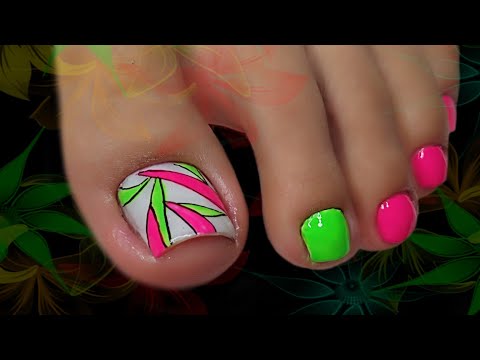 Uñas NEÓN /uñas coloridas /Diseño de uñas para pies 🦶💅😍