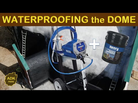 Waterproofing the Dome | Henry 107 Asphalt Emulsion Sealer | Graco X7 Paint Sprayer | Off-Grid Build