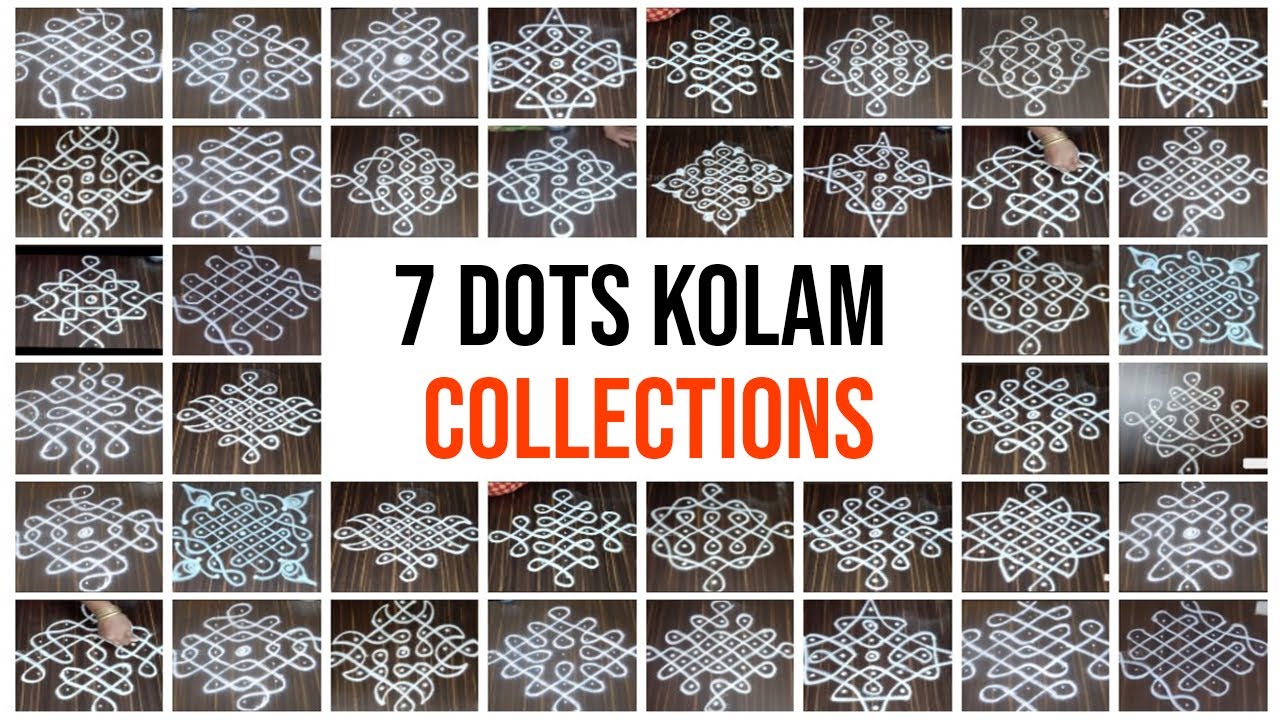 Simple Easy Sikku kolam with 7x1 Dots collections |Easy rangoli with 7 dots| Kambi kolam for 30 days