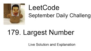 YouTube video 'Daily Leetcode #178: Sep 25, 2020 - 179. Largest Number'
