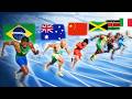 100m Speed Comparison Fastest Men By Continent 3D