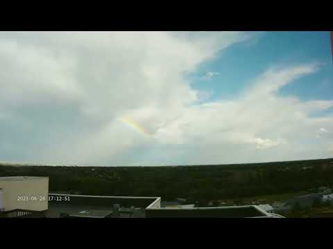 time lapse of storms with rainbow and mammatus clouds, Fort Collins, CO, 28 August 2023