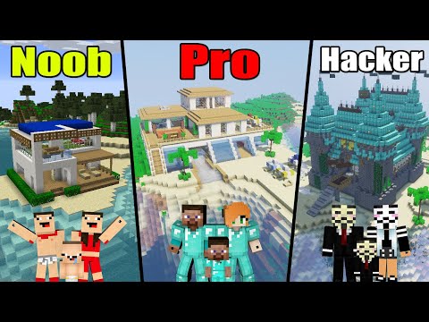GoldenArmor - Minecraft: NOOB vs PRO vs HACKER - Beach House Challenge