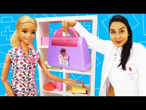 Puppen Video auf Deutsch. Barbie möchte Ärztin werden. Spielzeug Video mit Doktor Aua